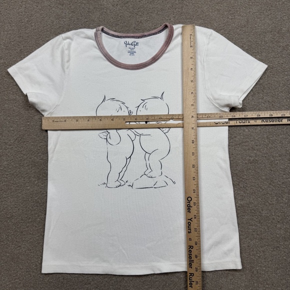 John Galt Ringer T Shirt Women's One Size ( Fits M ) White Angel Graphic Tee - Picture 5 of 7